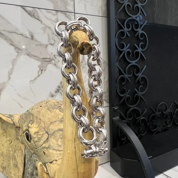 8” Miler Italy Epiphany Platinum Sterling Silver 925 Rope Texture Chain Link - Picture 11 of 11